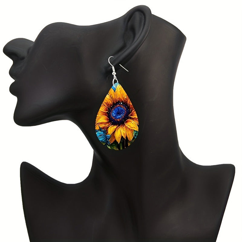 Wholesale Stunning Sunflower Teardrop Earrings