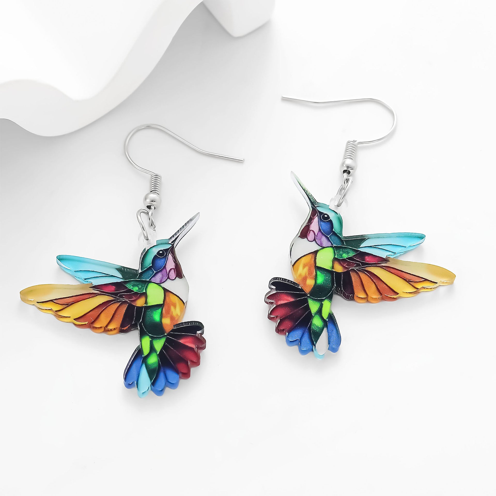 Wholesale Acrylic earrings colorful hummingbird earrings