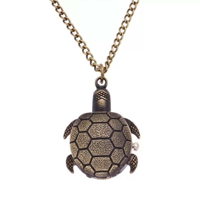 Wholesale Flip quartz watch cute cartoon little turtle necklace hanging watch