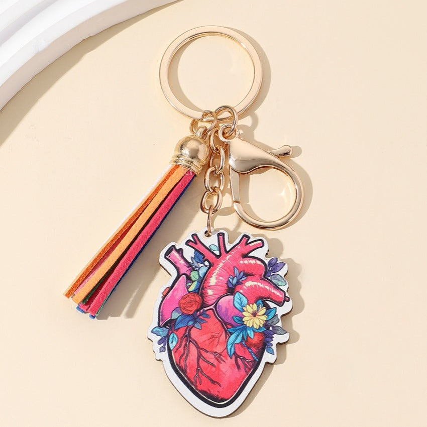 Wholesale Valentine's Day Love Truck Tassel Wooden Keychain