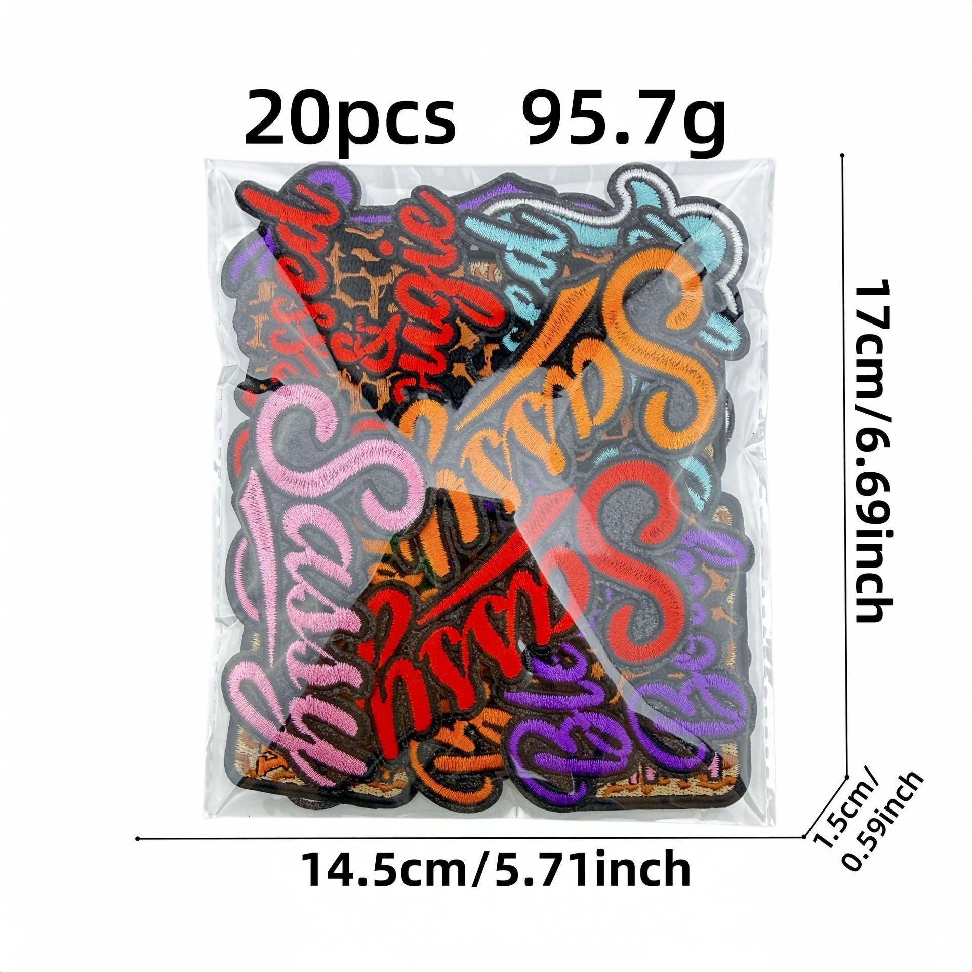 Wholesale Stylish 20 Piece Embroidered Letter Patches Leopard Print Iron On Badges For Clothing Bags DIY Craft Supply