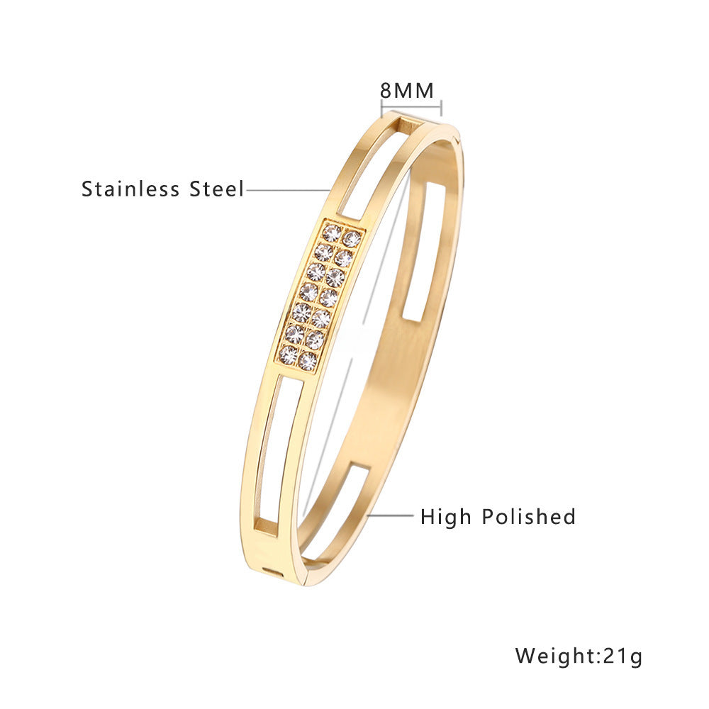 Wholesale 18K gold plated diamond retro stacked titanium steel bracelet