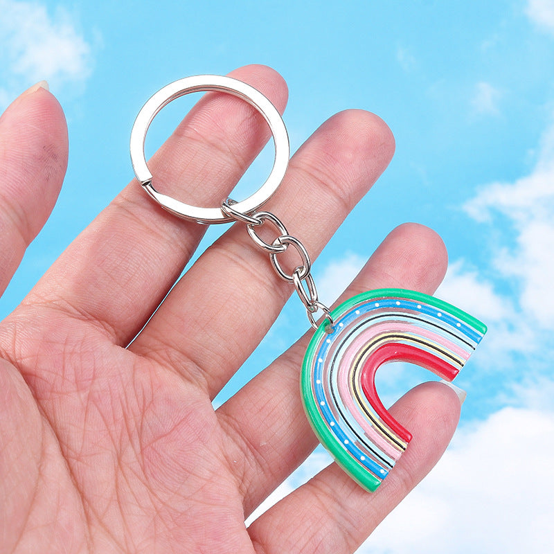 Wholesale Acrylic Rainbow Keychain School Bag Accessories Pendant
