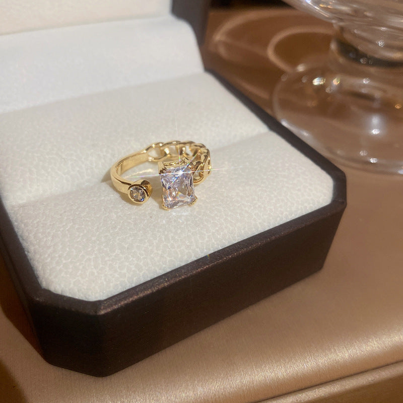 Wholesale Diamond Inlaid Zircon Geometric Opening Metal Rings