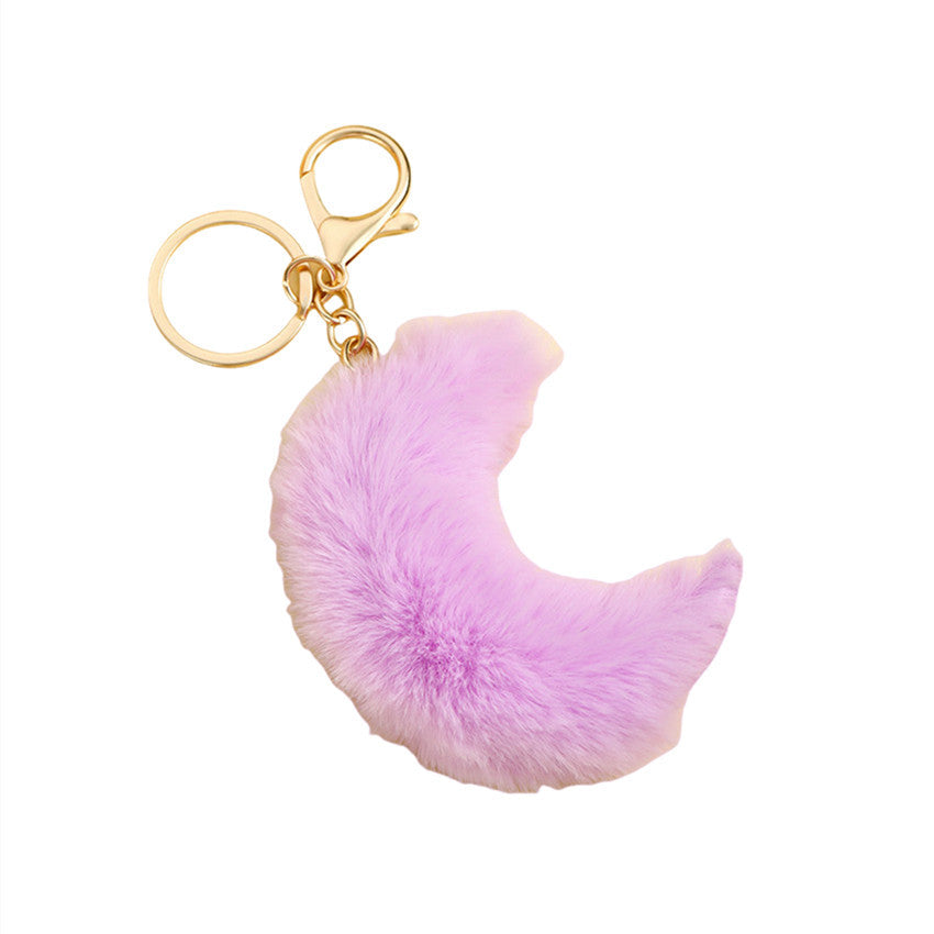 Wholesale Cute Furry Moon Pom Pom Plush Keychain Pendant