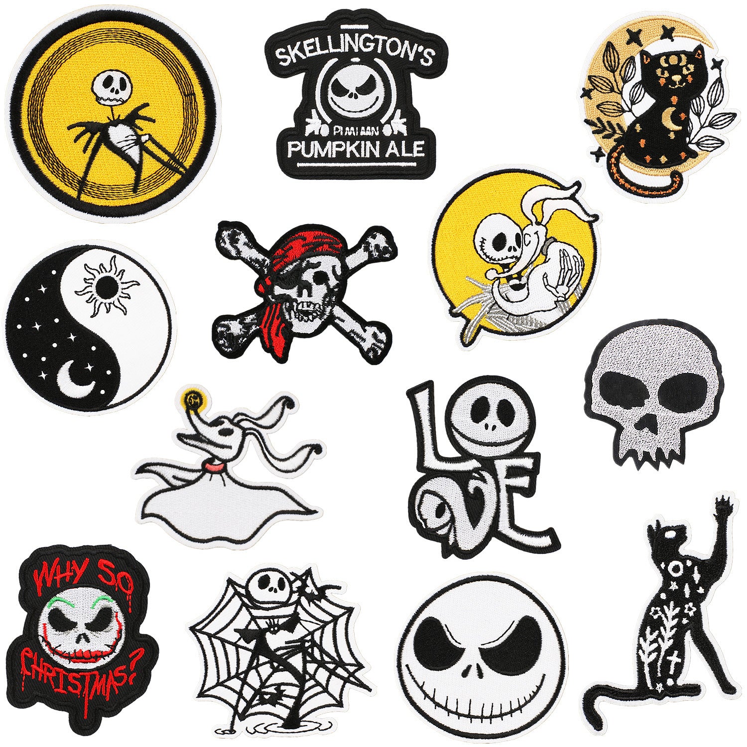 Wholesale Glitter Embroidered  Patch Ghost Skull Witch Cartoon DIY Fashion Accessory For Clothing Party Resale