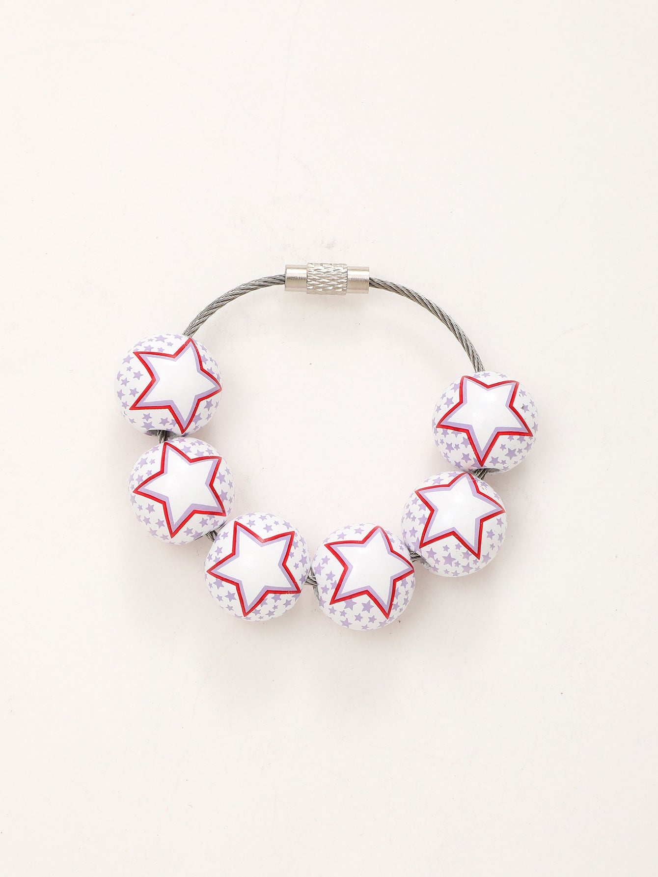 Wholesale American Independence Day Ball Series Wooden Beaded Keychain Decoration