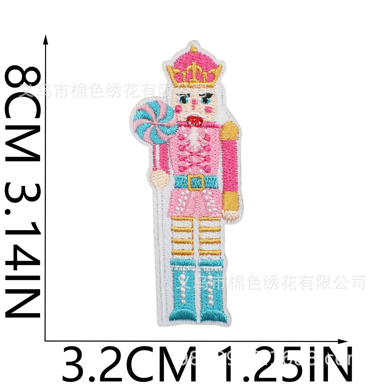 Wholesale Pink Santa Embroidered Iron On Patch Heart Candy Design Decorative Patch For Bags Clothing Holiday Craft Supply