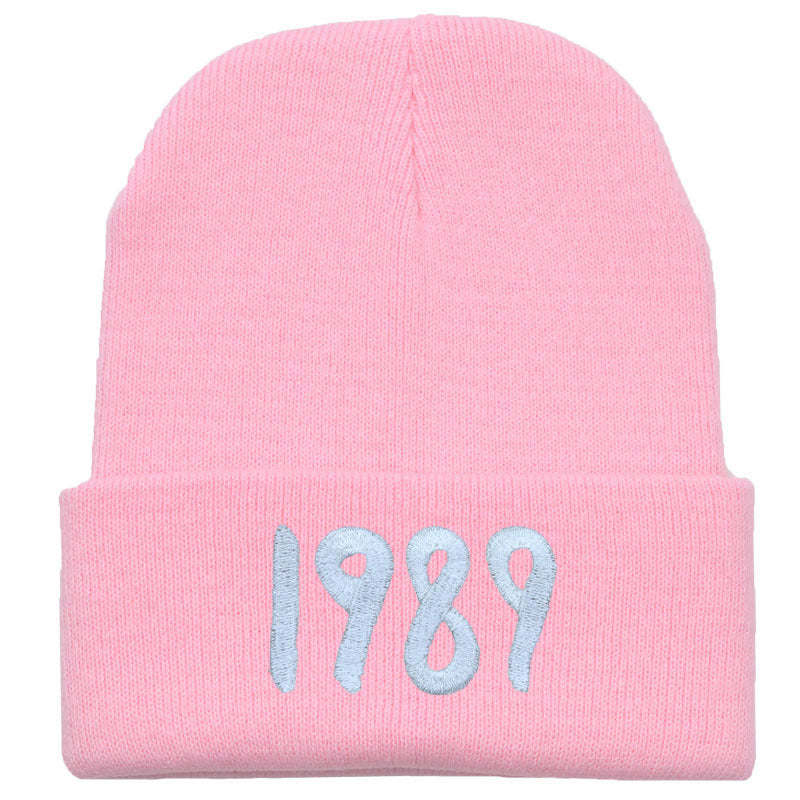 Wholesale Acrylic 1989 Embroidered Knitted Hat Warm Woolen Hat