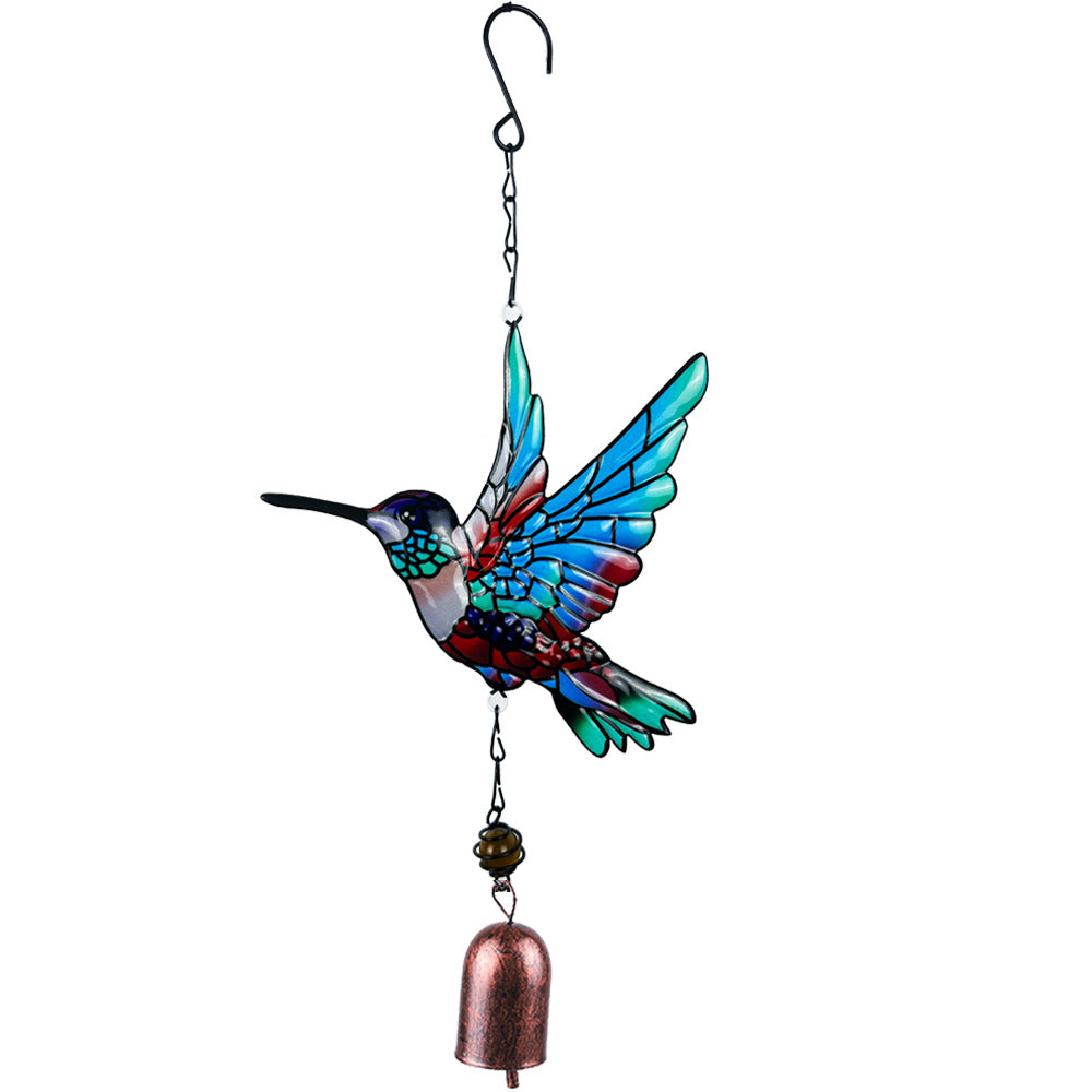 Wholesale Hummingbird wind chime metal iron print bird garden pendant