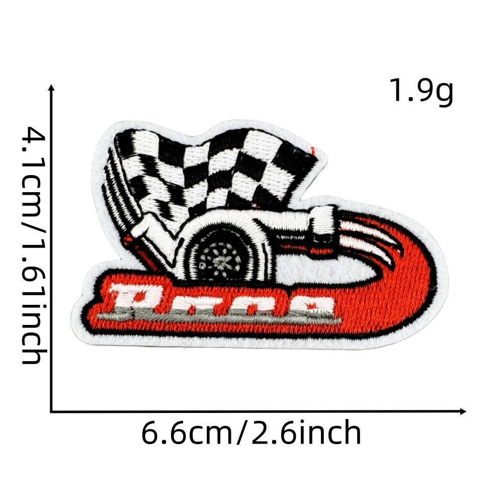 Wholesale Black and White Racing Flag Series Embroidery DIY Patches