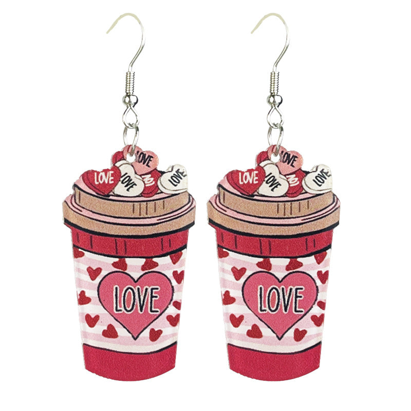 Wholesale 2pcs Acrylic Cat Food Enthusiast Lover Earrings