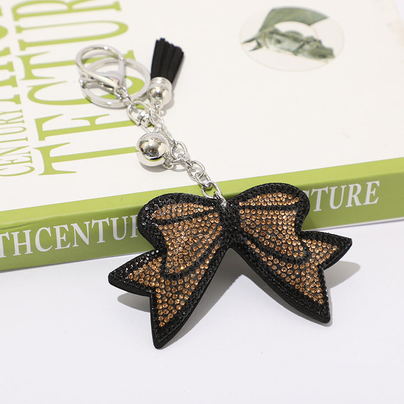 Wholesale 12pcs creative bow rhinestone keychain cute rhinestone bag tassel pendant