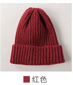 Wholesale Solid Color Versatile Knitted Thickened Smooth Plate Pointed Wool Hat