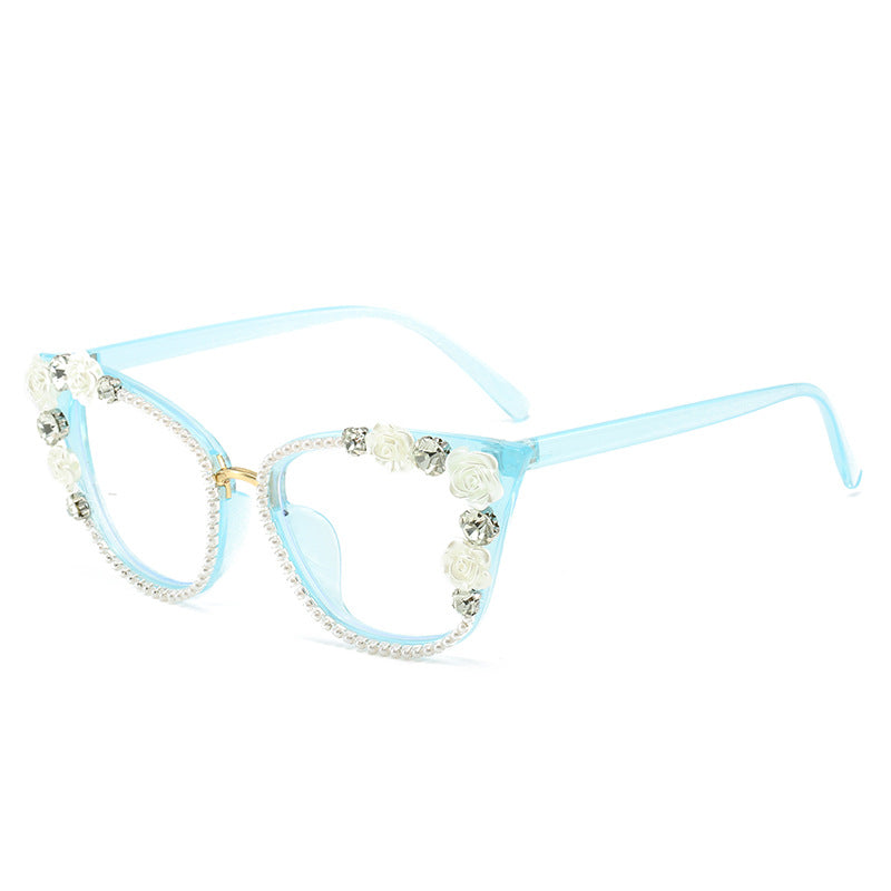 Wholesale Anti-blue Light Handmade Diamond Cat-eye Sunglasses