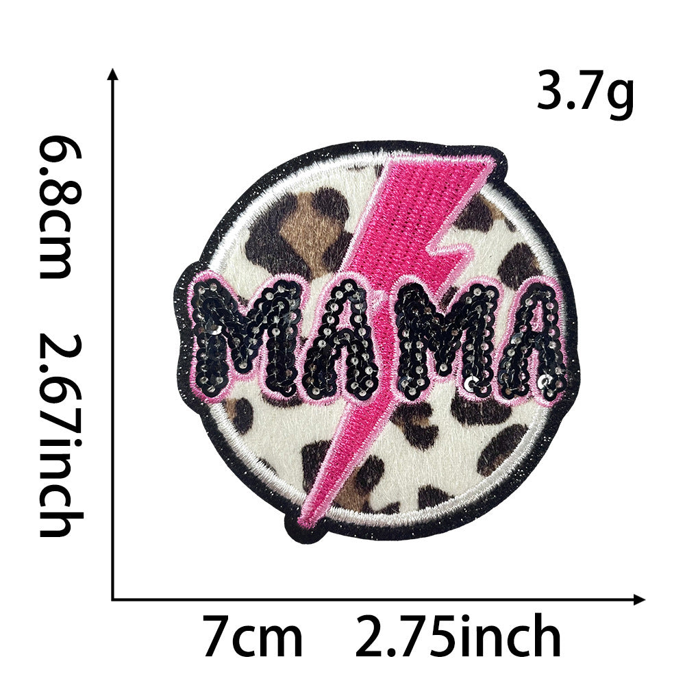 Wholesale Leopard Print MAMA Iron On Embroidered Patch DIY Fashion Accessory For Hats Bags Clothing Gift Boutique