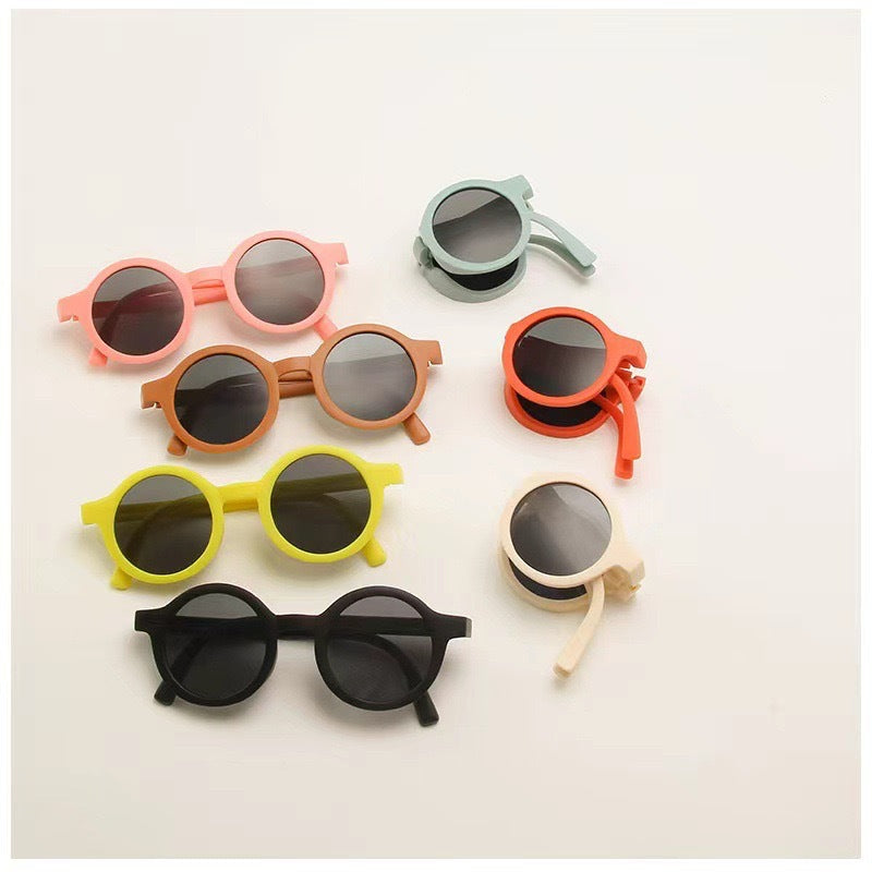 Wholesale Children's Round Shade Frosted Folding Sunglasses