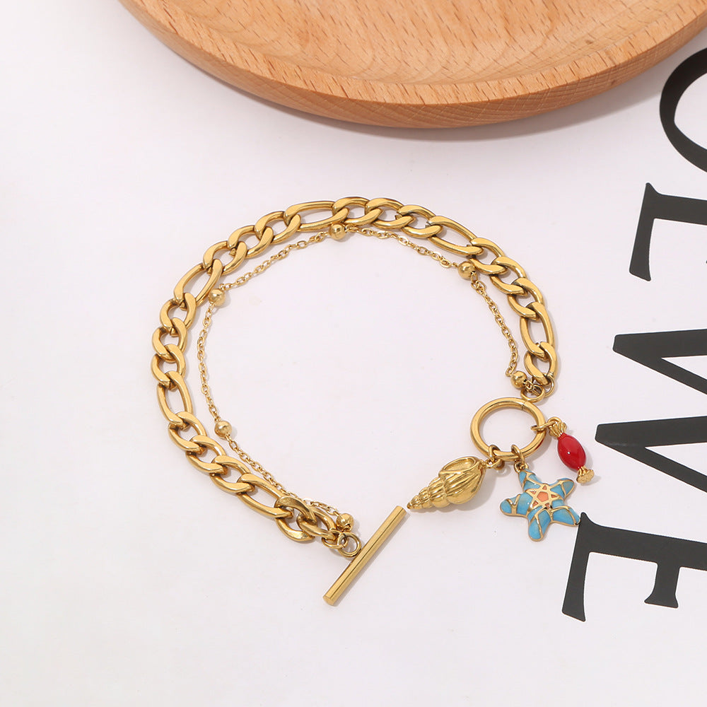 Wholesale Pearl Starfish Moon Cross Pendant Jewelry Bracelet
