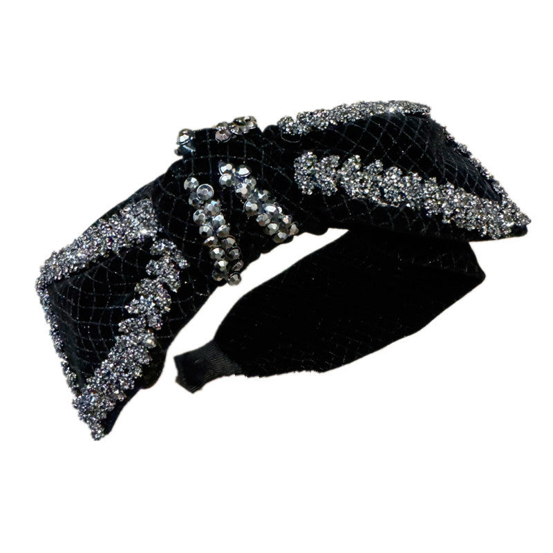 Wholesale Autumn and Winter New Style Rhinestone Gold Velvet Bow Headband