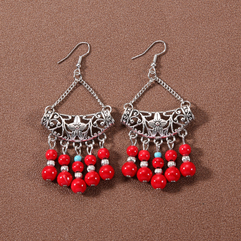 Wholesale Bohemian Tassel Turquoise Vintage Earrings