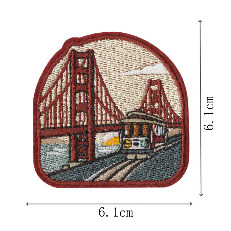 Wholesale Embroidered Travel Patch Set 9 Iron On World Landmark Badges For Clothing Towels And DIY Decor