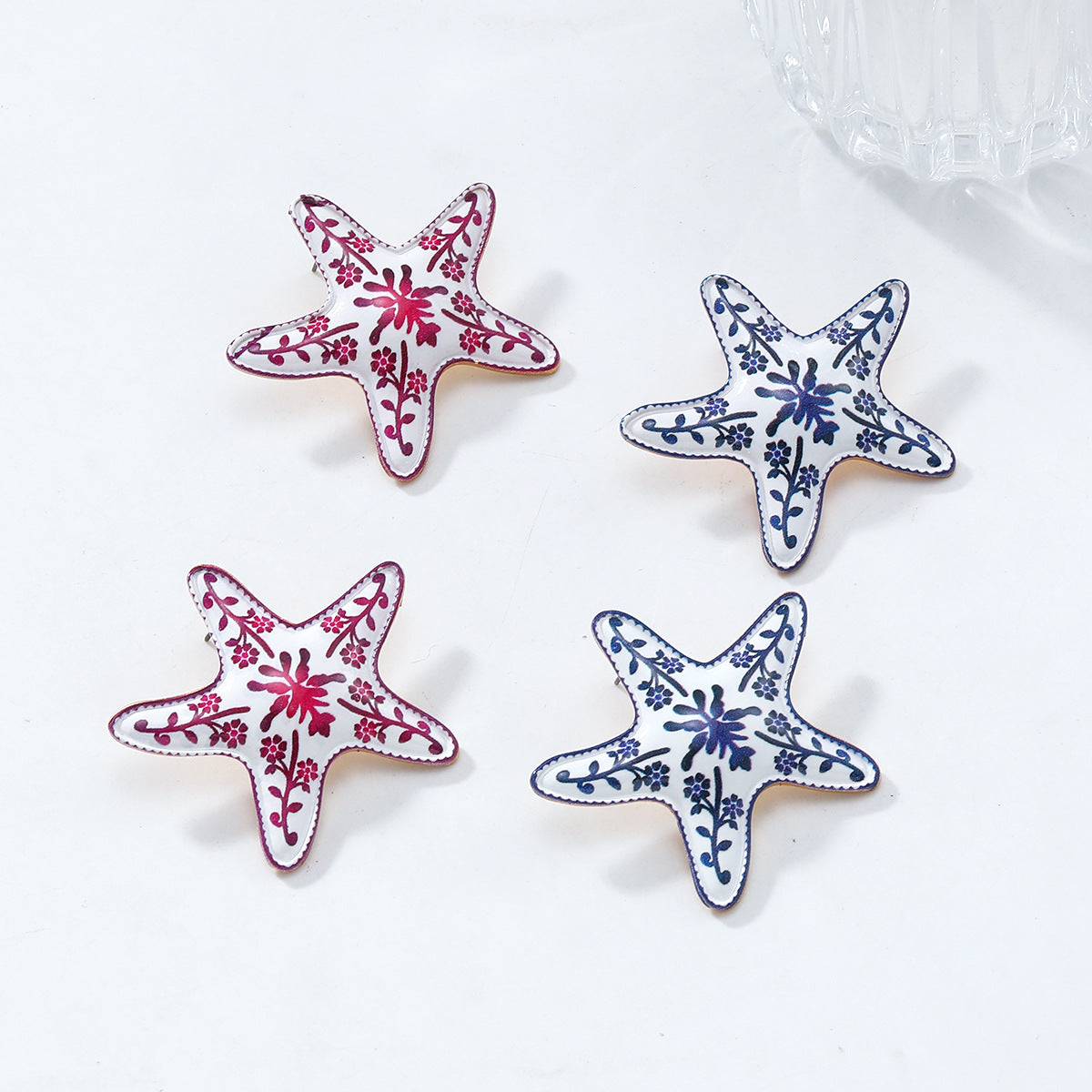 Wholesale Starfish luxury design flower print earrings