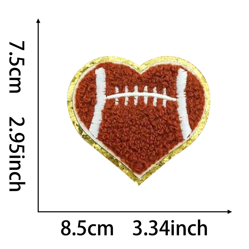 Wholesale Trendy Embroidered Chenille Heart Rugby Patch Fashion Accessory For Coats