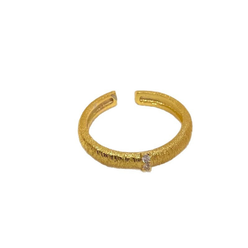 Wholesale Gold Zircon Heart Brushed Ring Women' s Unique Exquisite Food Ring