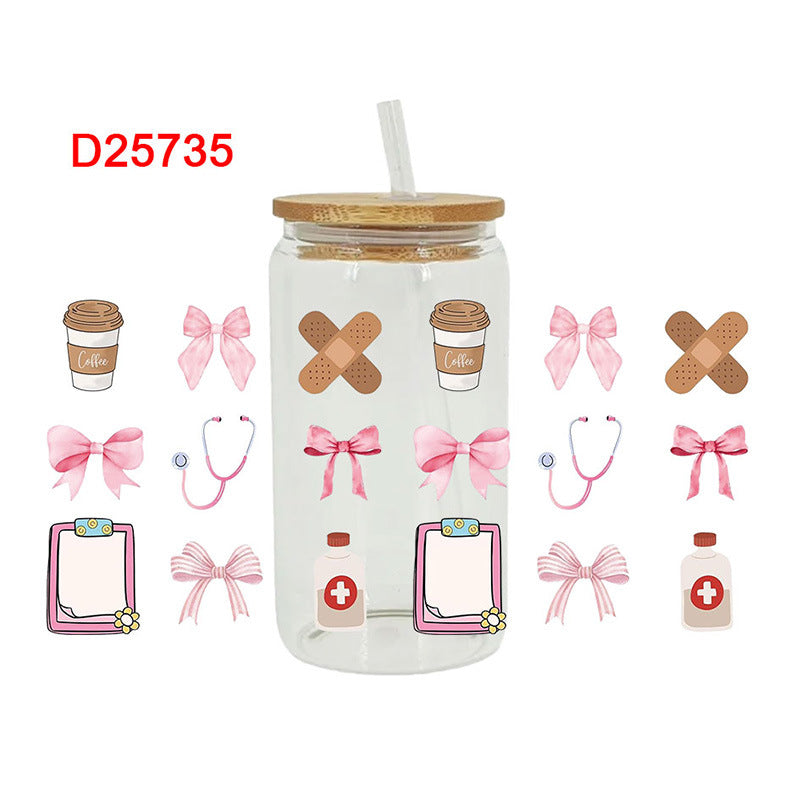 Wholesale Colorful Bow Medical Series 16oz Cup UV DTF Wraps