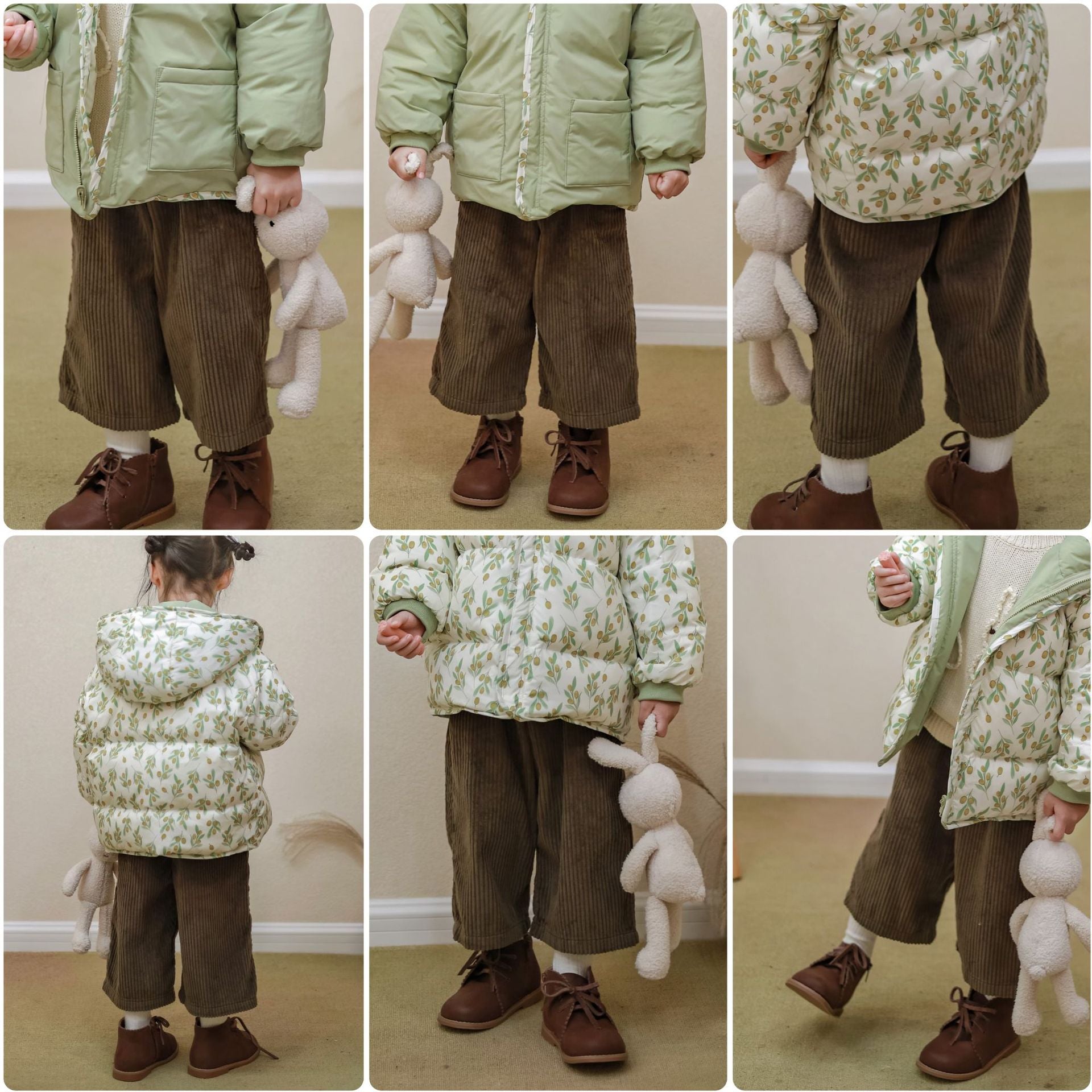 Wholesale Autumn and Winter Children's Loose Wide-leg Corduroy Solid Color Cropped Pants