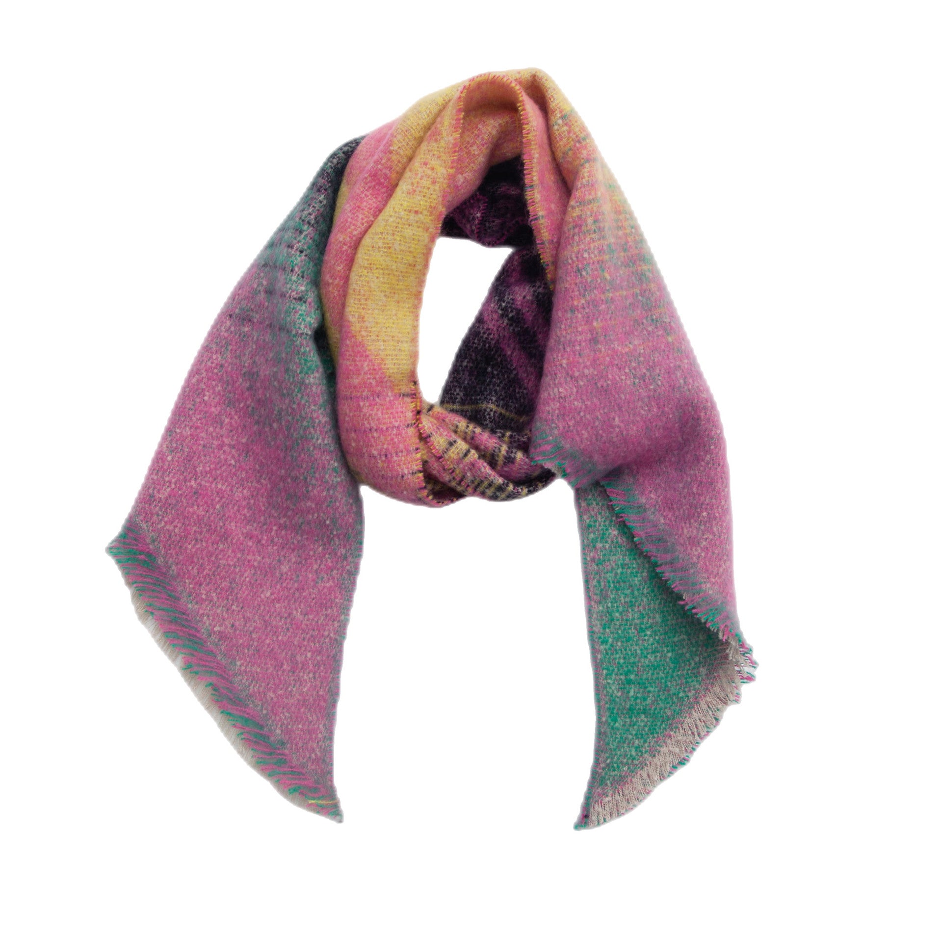 Wholesale New Ladies Shawl Autumn and Winter Thick Boucle Yarn Striped Angled Polyester Scarf