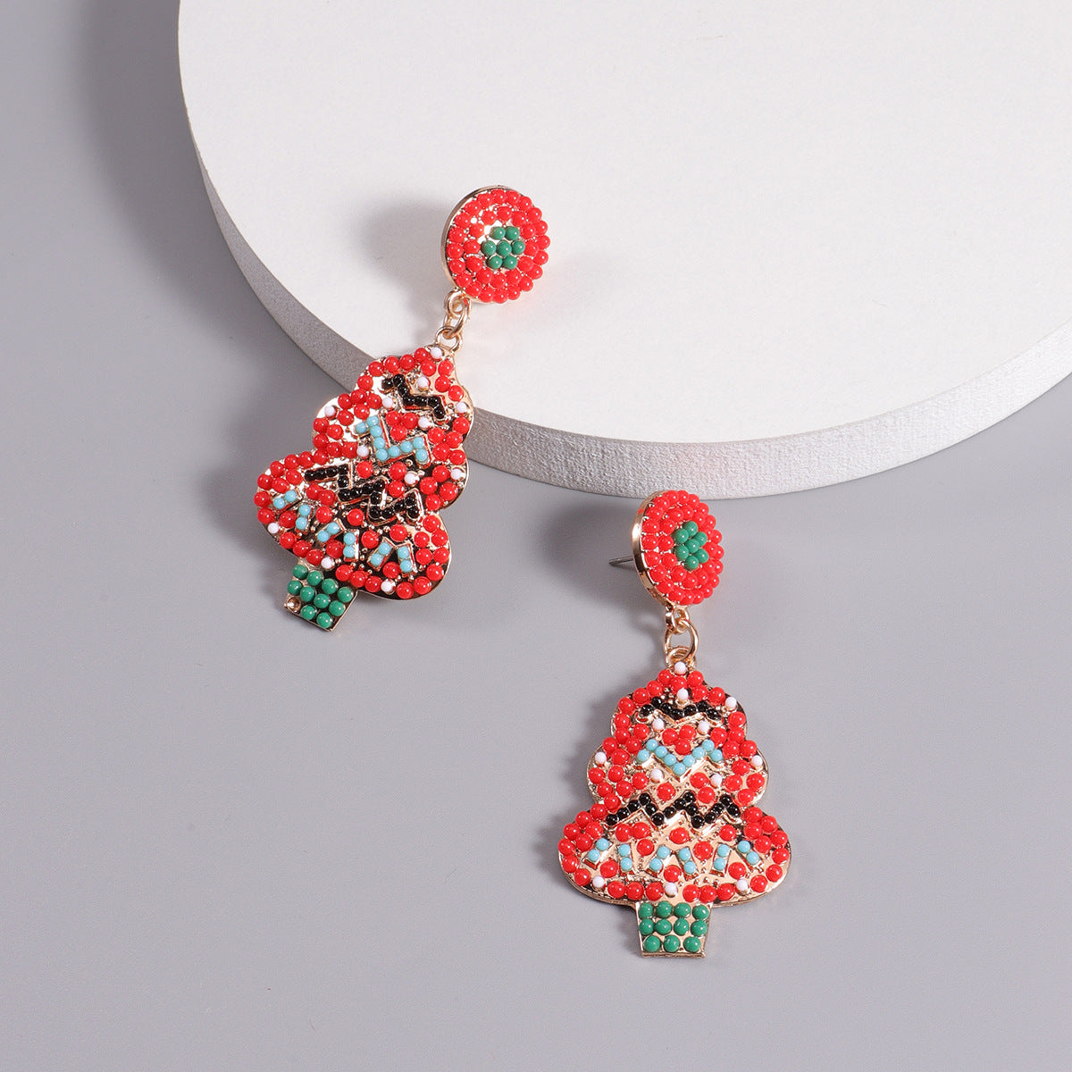Wholesale Christmas Colorful Rice Bead Earrings