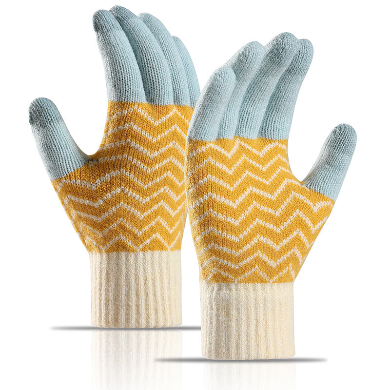 Wholesale Winter Warm Wool Touch Screen Plus Velvet Thickened Finger Lift Cycling Knitted Gloves
