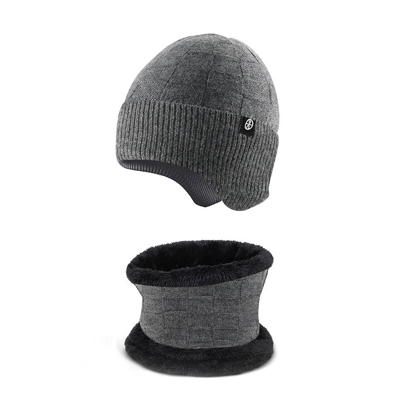 Wholesale Wool Warm Ear Protection Hat Scarf Winter Outdoor Plus Fleece Knitted Suit