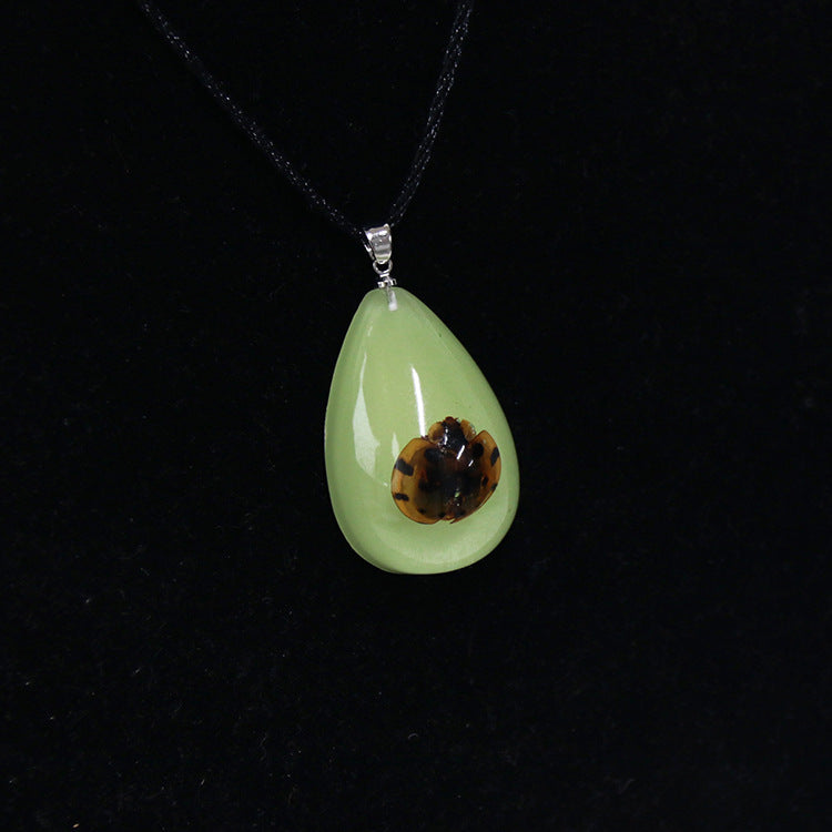 Wholesale  6pcs/pack  Resin Insect Necklace with Glowing Insect Amber Pendant