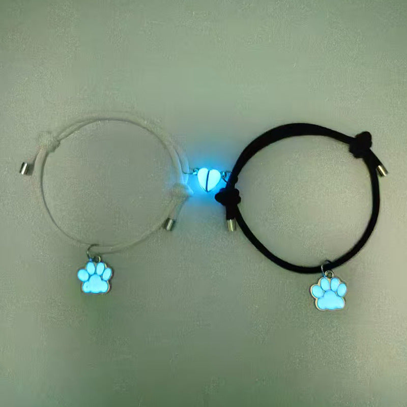Wholesale  Luminous Cat Paw Dog Paw Love Magnet Bracelet