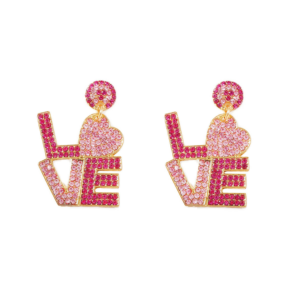 Wholesale Letter inlaid zircon Valentine' s Day  Blingbling Earrings