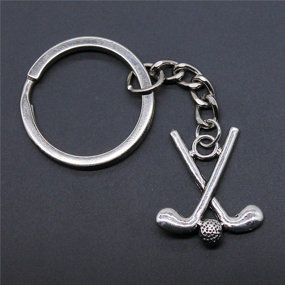 Wholesale 10PCS Simple Golf Club Pendant Metal Keychain