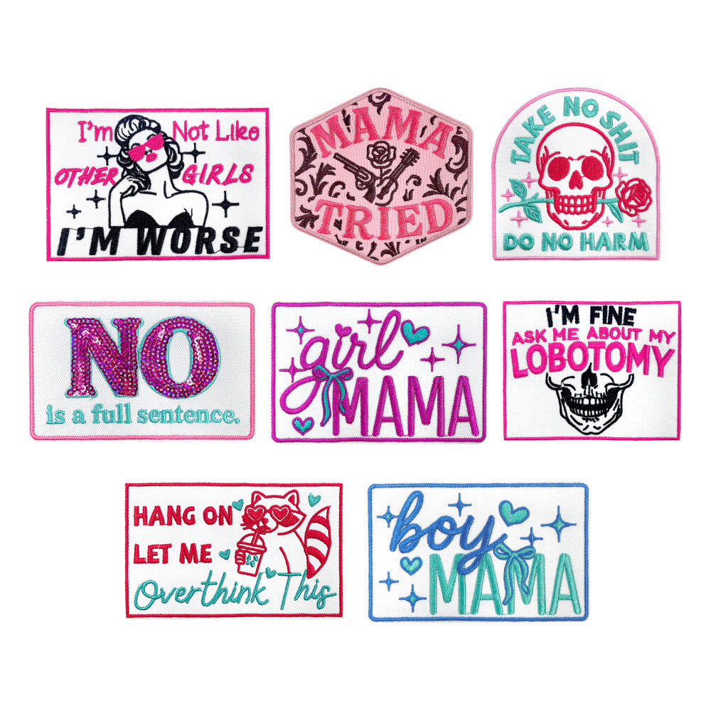Wholesale Retro Funny Phrase Embroidered Patches Iron On Applique Badges For Coats Fashion Accessory Boutique Resale