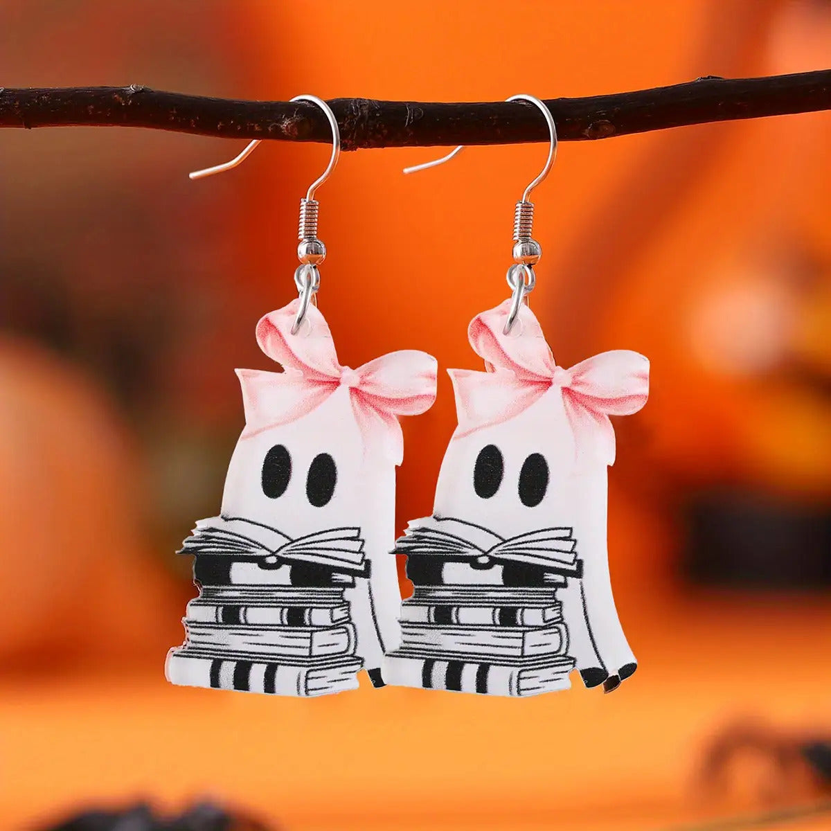 Wholesale  Gothic Ghost Earrings Set Acrylic Leopard Print Cherry Pendant Fashion Accessory Gift