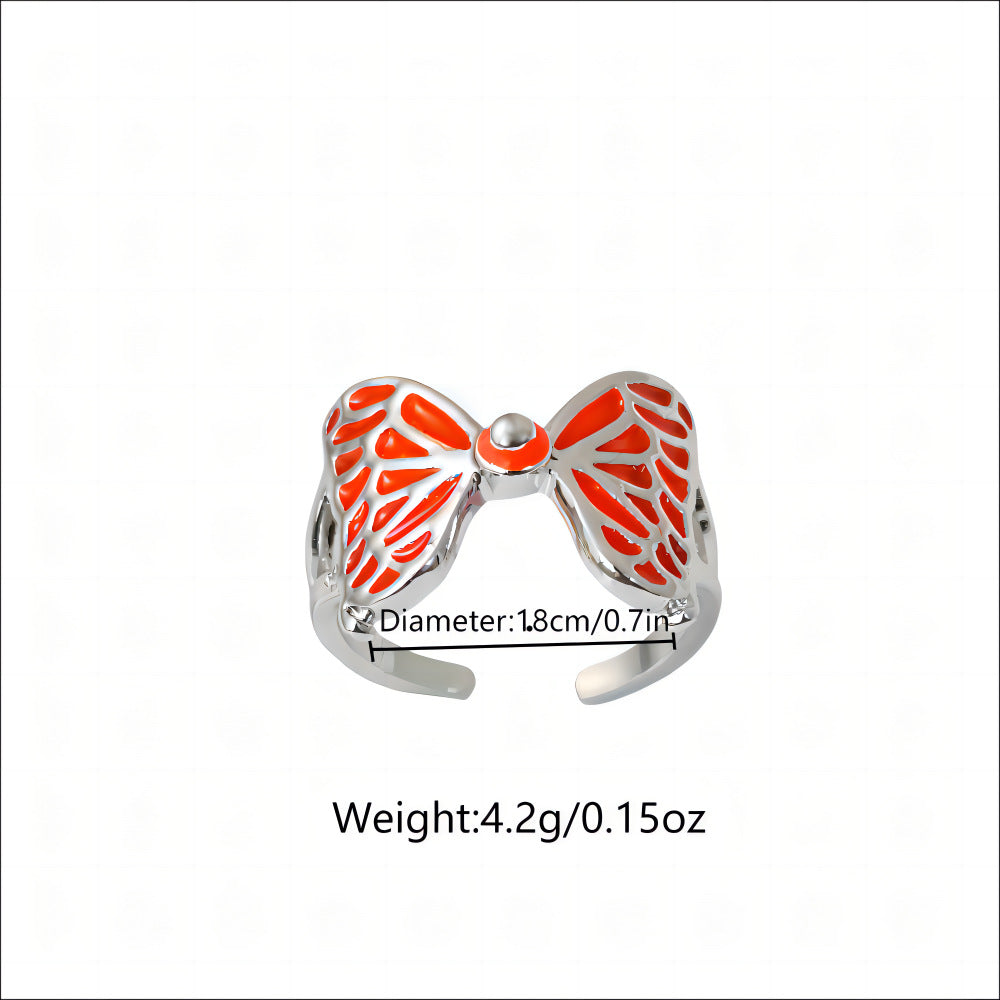 Wholesale Luminous  Distinctive Butterfly Ring Adjustable Exaggerated zinc alloy Ring