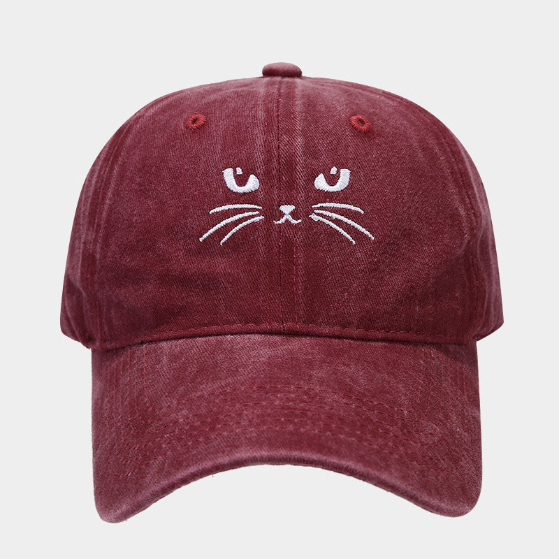 Wholesale Retro Cute Cat Embroidered Casual Baseball Cap