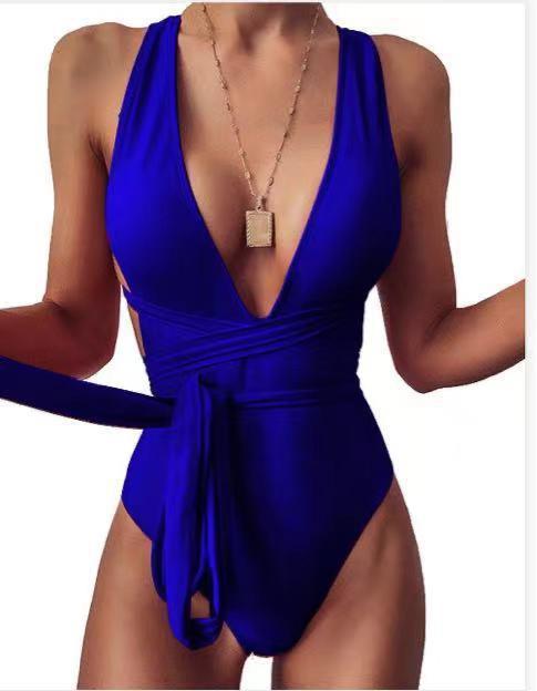 Wholesale Triangular Siamese Double Shoulder Strap Open Back Swimwear