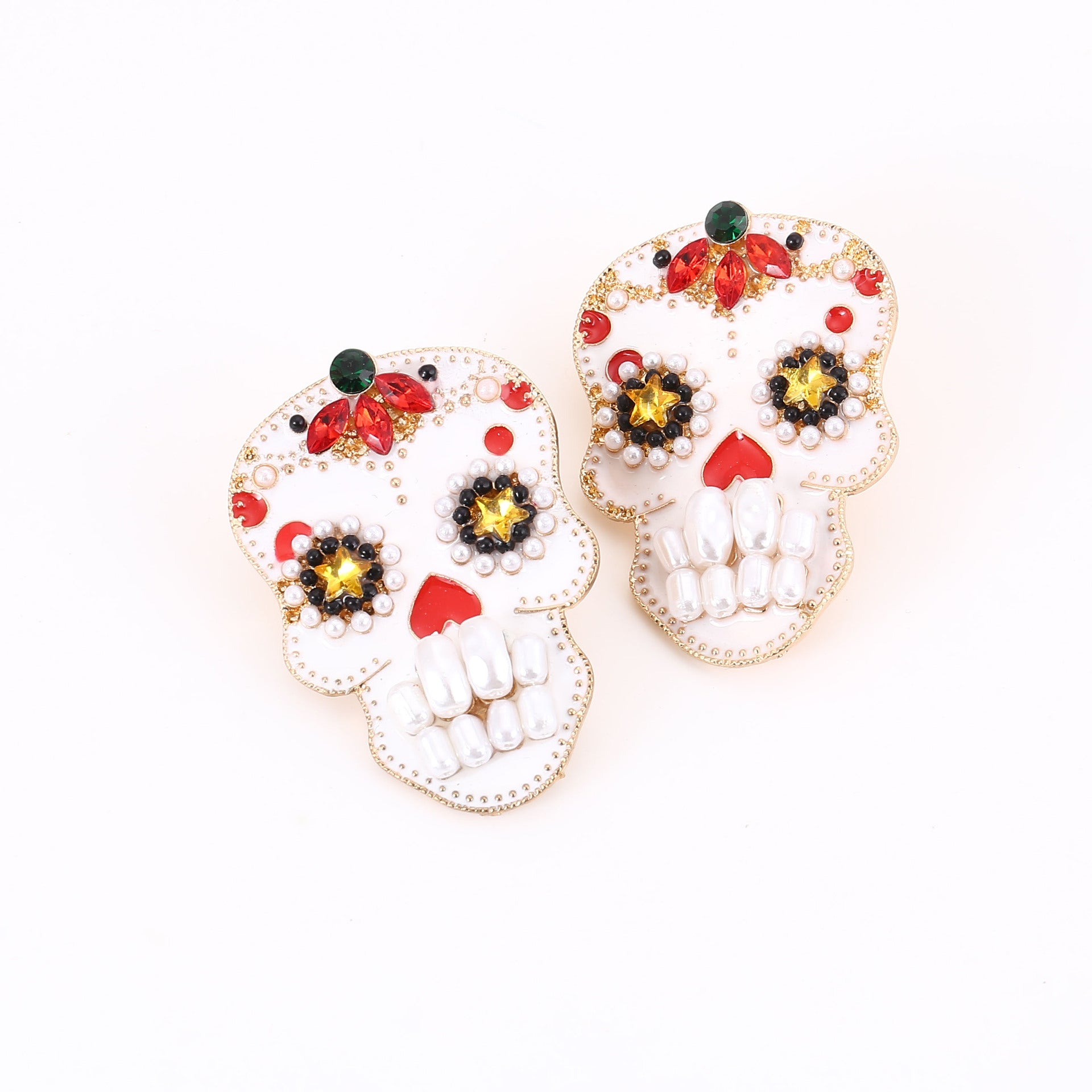 Wholesale Skull Earrings with Pearls