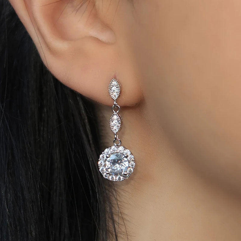 Wholesale Super Flash Zircon Tassel Round Bag Copper Earrings