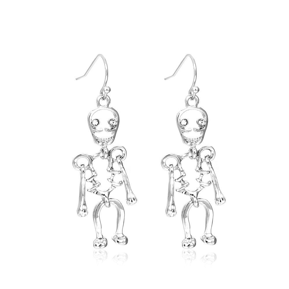 Wholesale Halloween Series Funny Spider Skull Earrings