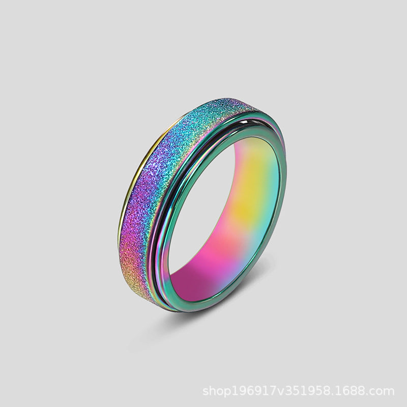 Wholesale Rotatable Titanium Steel Frosted Stainless Steel Rings Multi-color Couple Rings