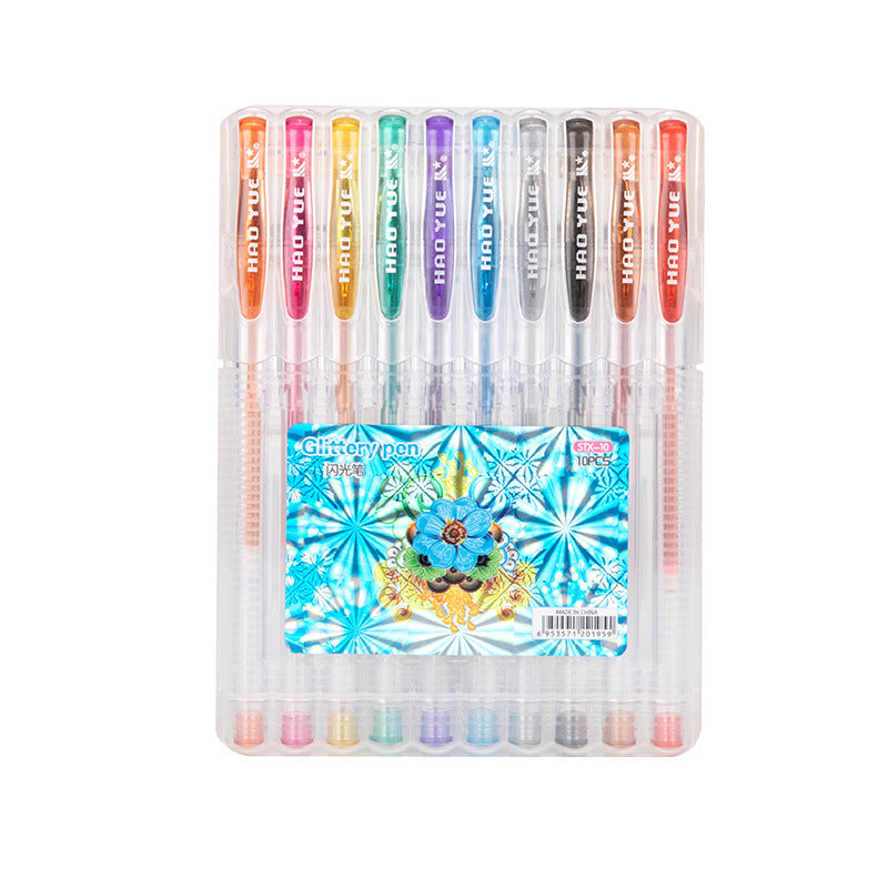 Wholesale Fluorescent Glitter Gouache Plastic Color Gel Pen Set