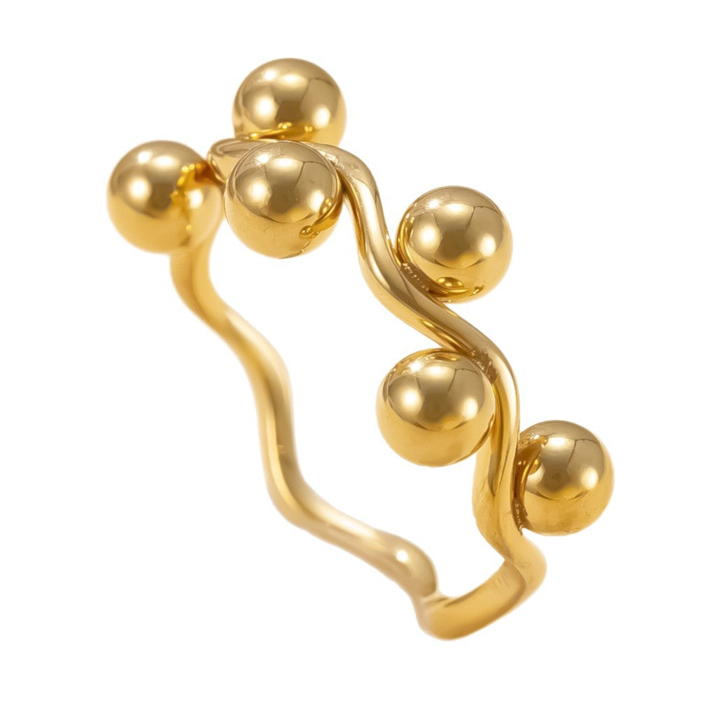 Wholesale Stainless Steel Ring Wave Bead Ring