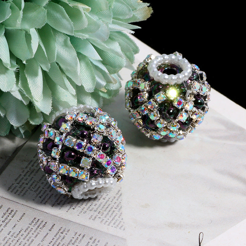 Wholesale 5pcs Diamond-shaped Flower Pattern Hollowed-out Snowflake  Crystal Beads